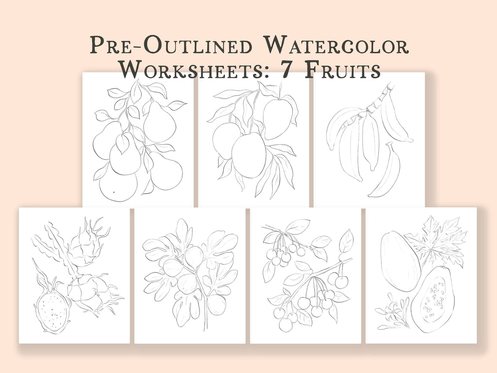 Fruit Watercolor Workbook: Outlined Coloring Pages to Paint