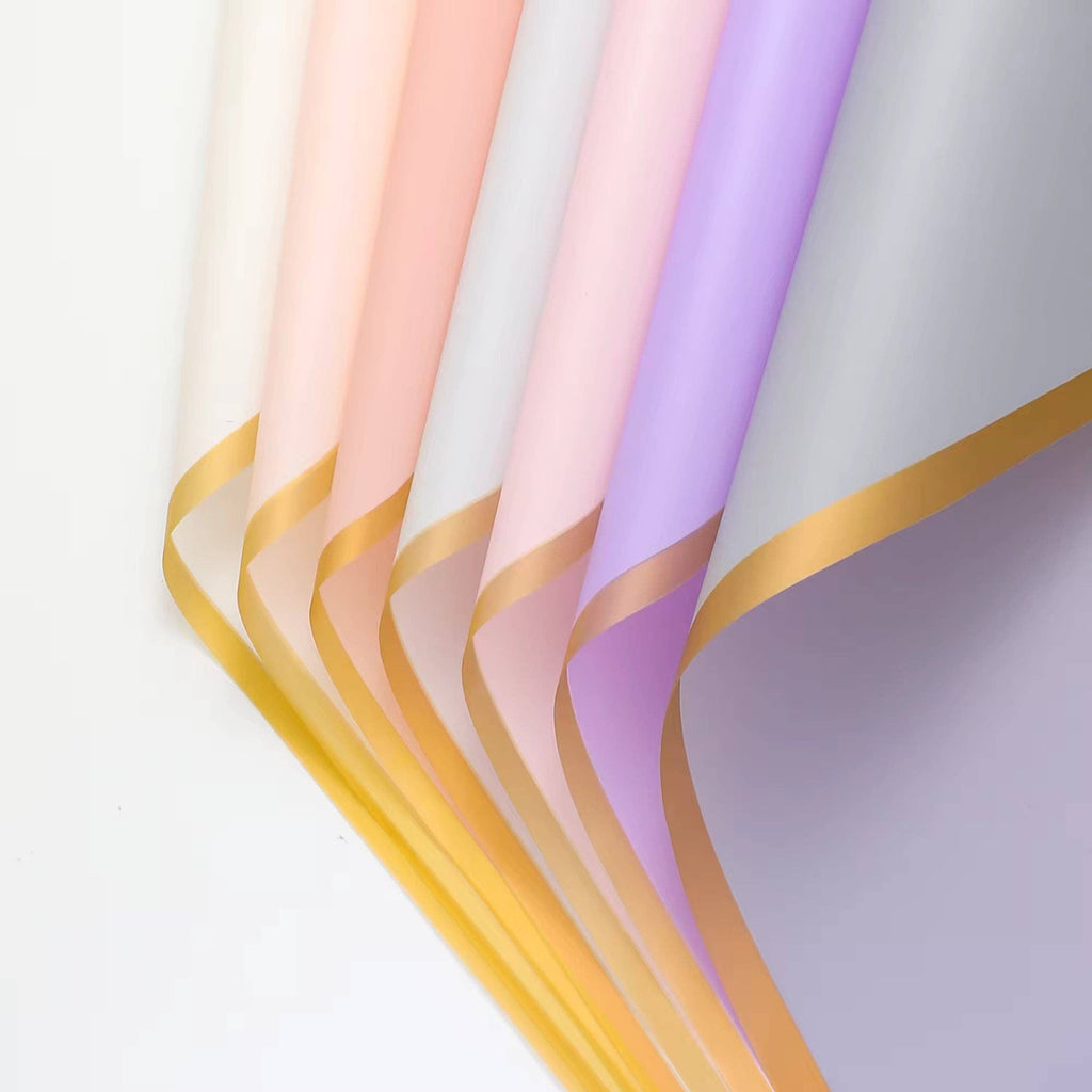 Matte Gold Line Flower Wrapping Paper (20pcs/bag): 6 - Opink