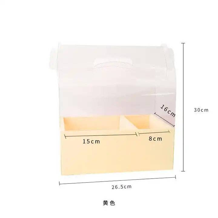 Transparent Flower Gift Box with Handle: Black