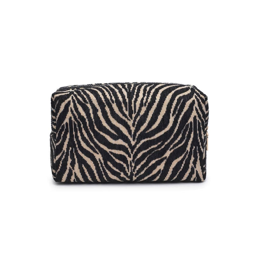 Zebrini Cosmetic Pouch: Natural Black