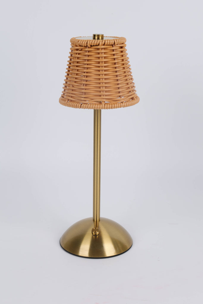 Rechargeable Rattan LED Lamp – Black or Gold- Retail Pack: Gold