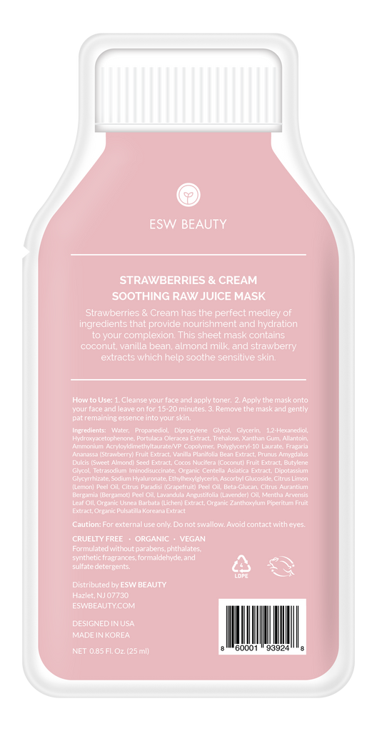 Strawberries and Cream Soothing Raw Juice Sheet Mask: Regular