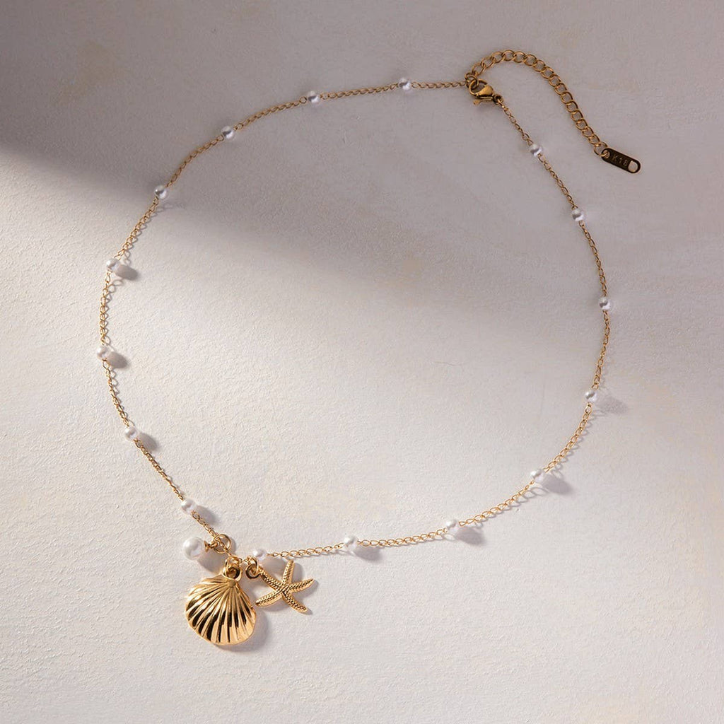 OCEAN SERIES PEARL STARFISH SHELL NECKLACE