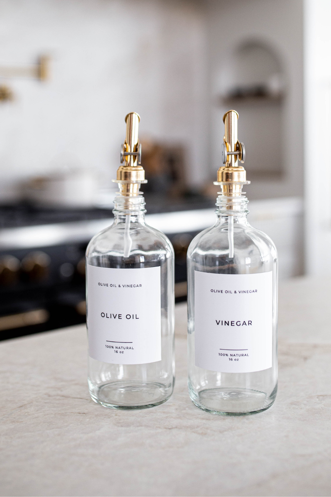 Olive Oil & Vinegar Glass Clear Bottles: Olive Oil