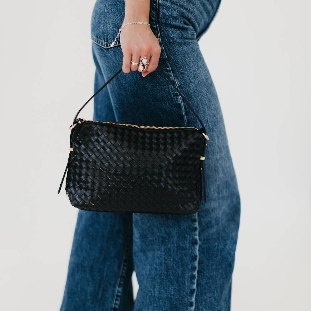 Harper Hobo Woven Shoulder Bag: Cream