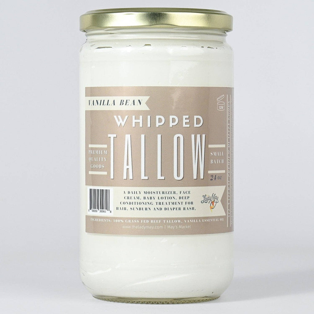 Vanilla Whipped Tallow, All Natural Grass Fed Beef Tallow Moisturizer: 16oz