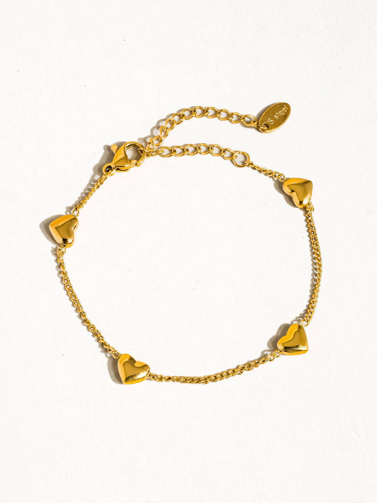 Vivre 18K Gold Non-Tarnish Petite Heart Bracelet, Necklace: Yellow Gold / Necklace