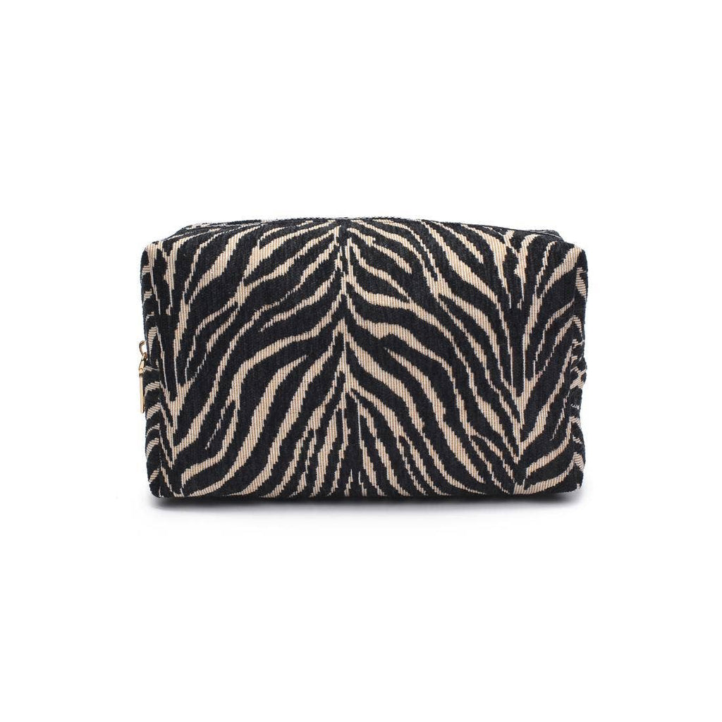 Zebrini Cosmetic Pouch: Natural Black