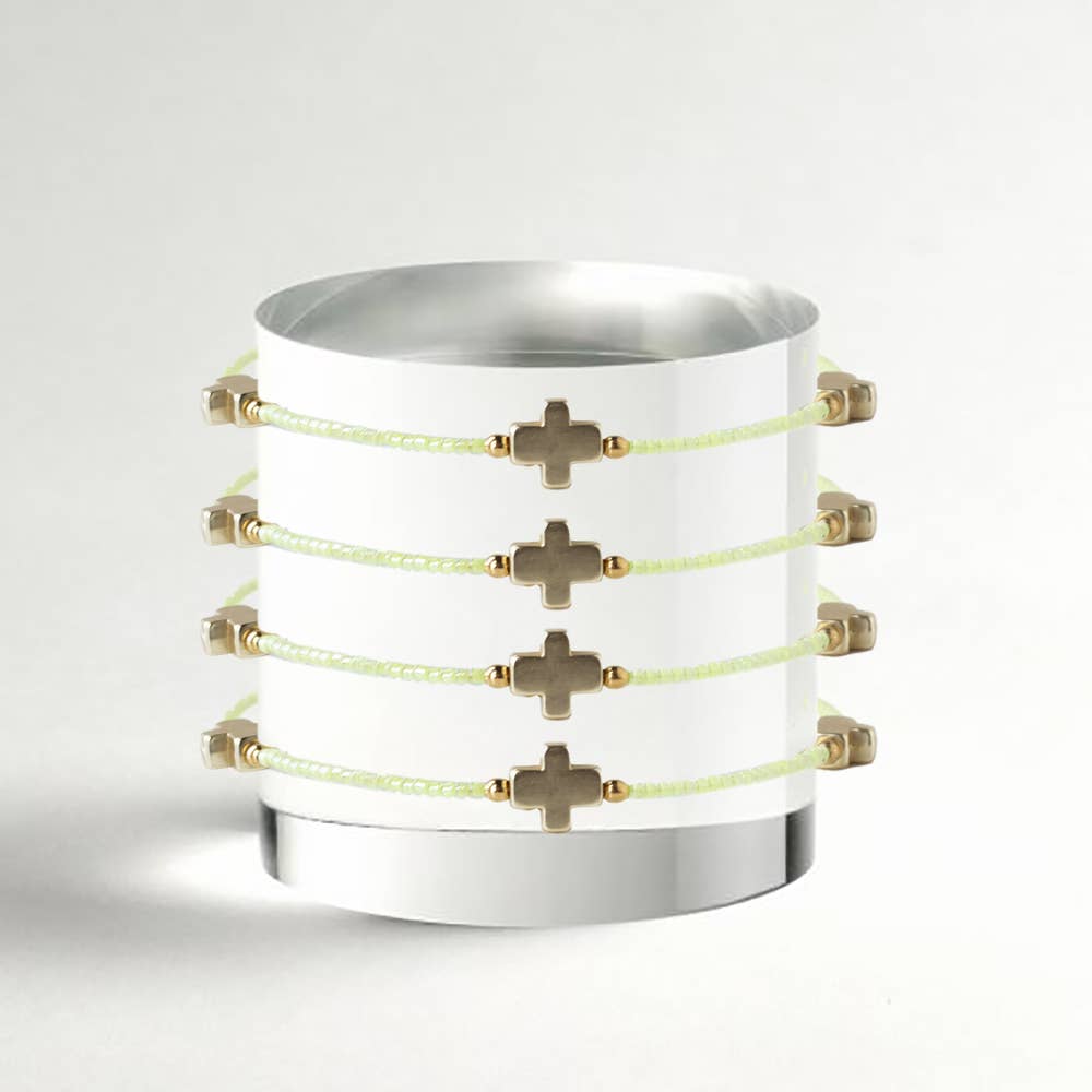 Faithful Cross Bangle-Lime, Cross Bracelet | Christian