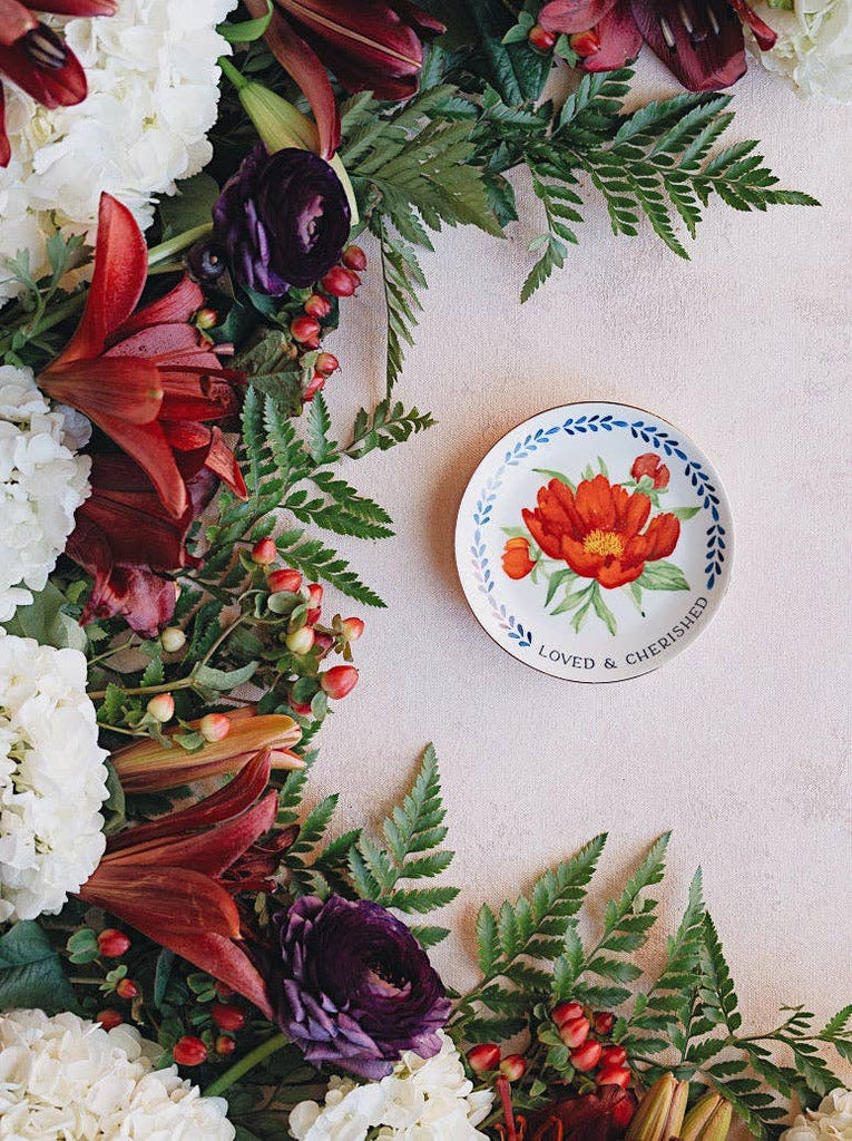 Red Peony Catch-All Ring Dish