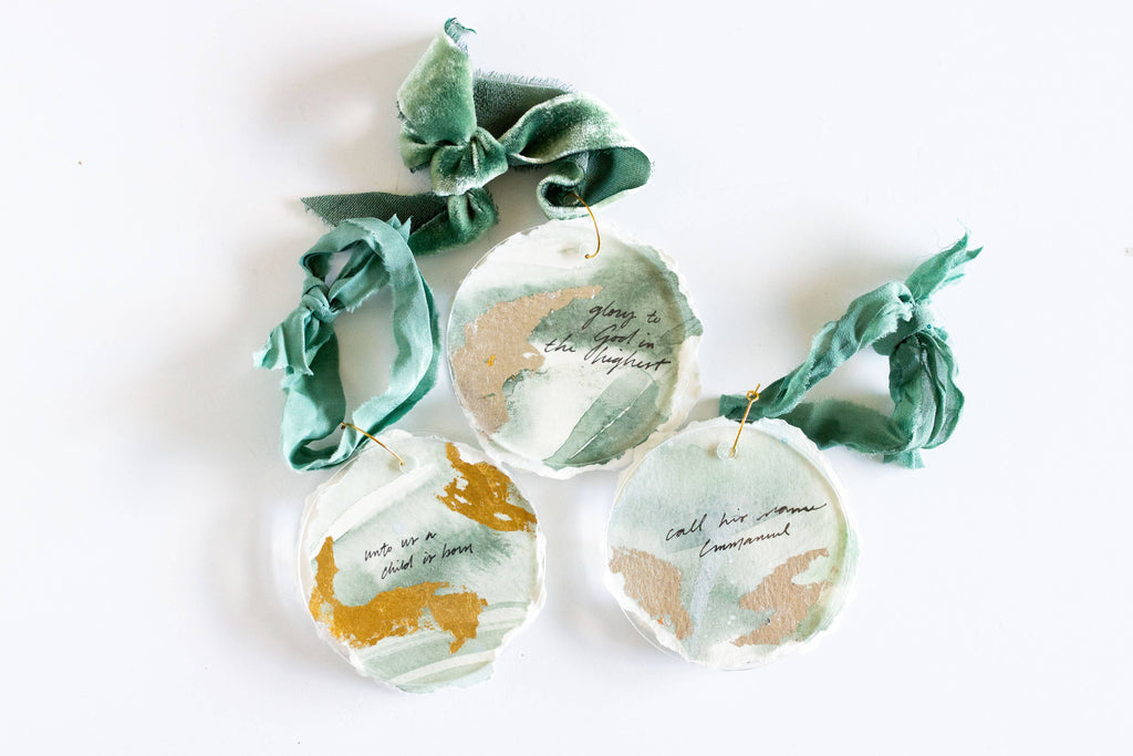 Watercolor Christian Christmas Ornament - Green