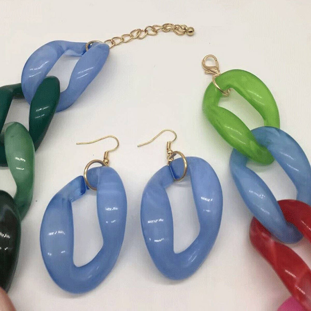 ACRYLIC COLORFUL CHAIN LINK NECKLACE