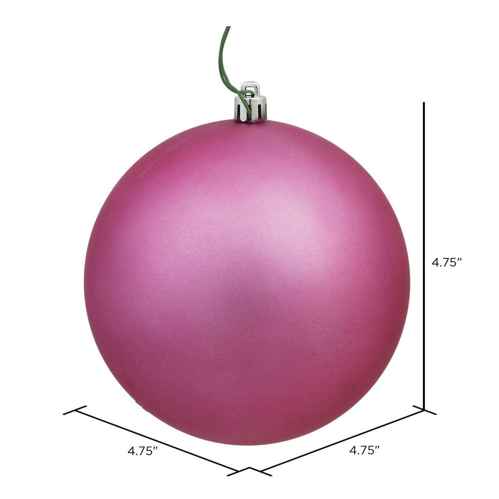 Vickerman 4.75" Mauve Matte Ball Ornament, 4 per Bag: Mauve / Plastic / 4.75"