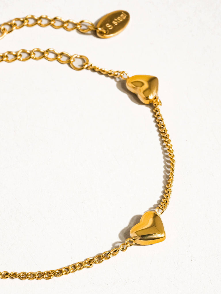 Vivre 18K Gold Non-Tarnish Petite Heart Bracelet, Necklace: Yellow Gold / Necklace