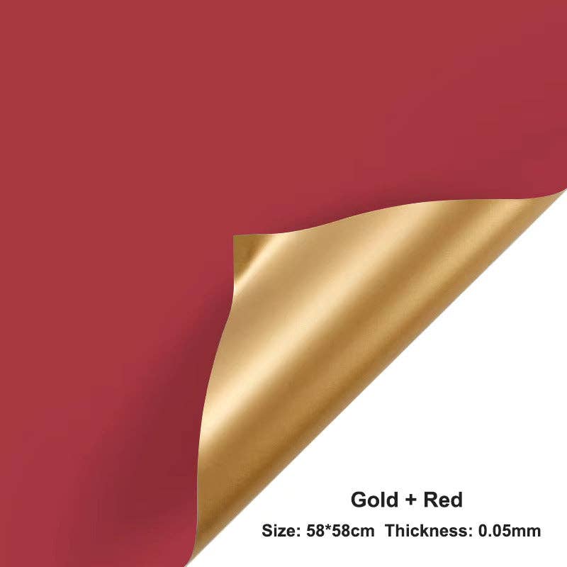 Double-Sided Gold Waterproof Flower Wrapping Paper (20 sheet: 08 - Light Pink / Gold