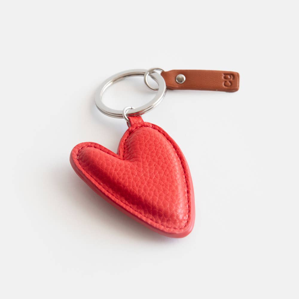 Red Pebble Heart Keyring