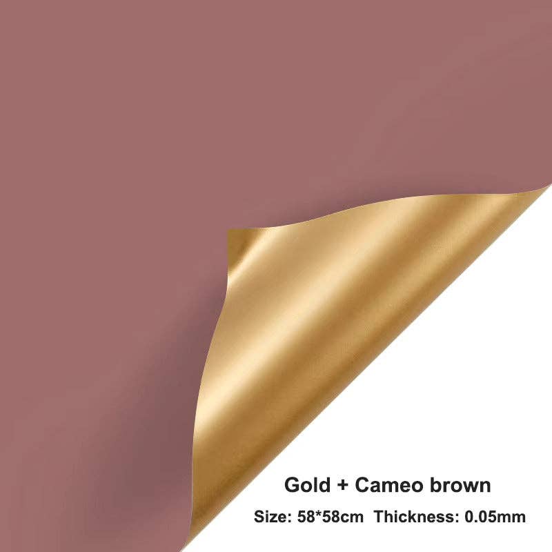 Double-Sided Gold Waterproof Flower Wrapping Paper (20 sheet: 09 - Pink / Gold
