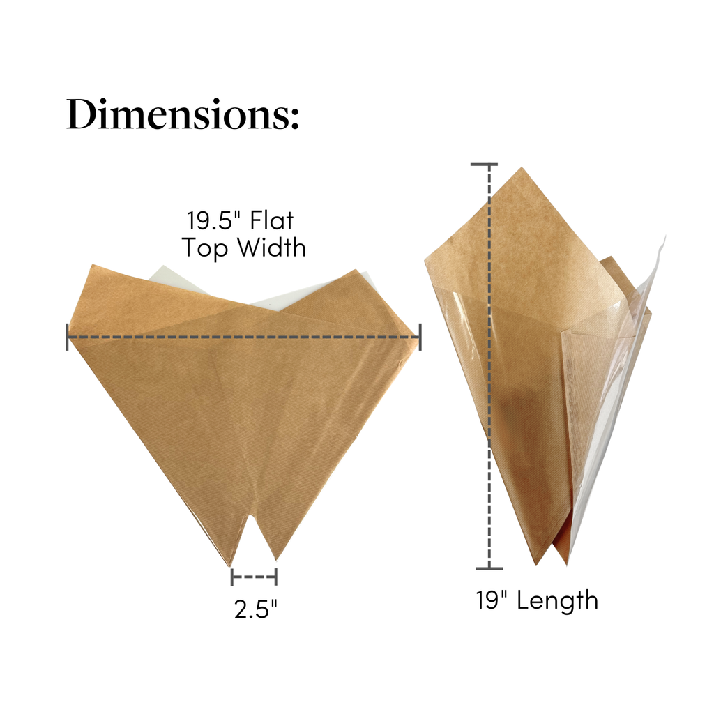 19"L Pre Fold Kraft Paper Sleeves w/ Cello - Floral Supplies