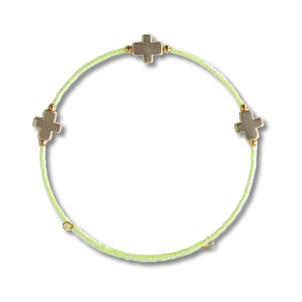 Faithful Cross Bangle-Lime, Cross Bracelet | Christian