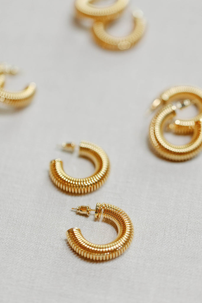 Gold Coil Minimalist Statement Hoop Earrings