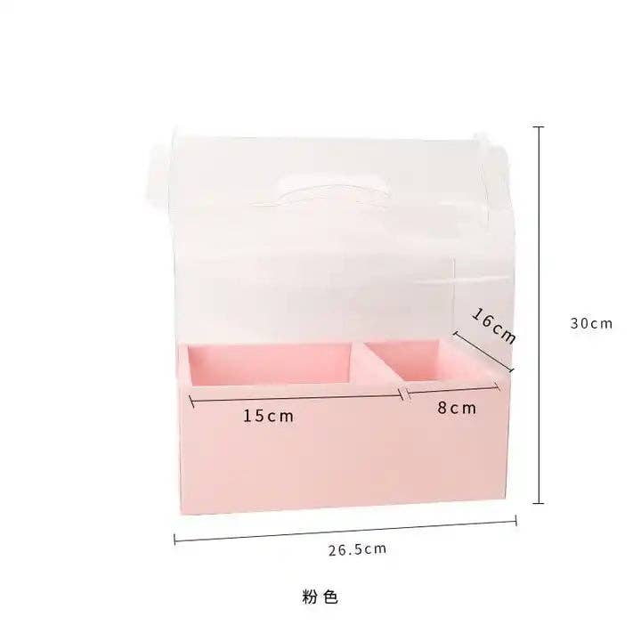 Transparent Flower Gift Box with Handle: Black