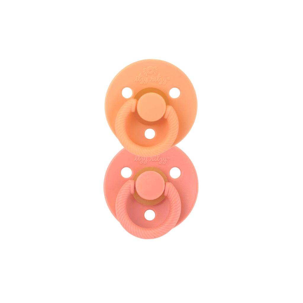 *NEW SIZE* Itzy Soother™ Natural Rubber Paci Sets: Blossom + Rosewood 6-18 M