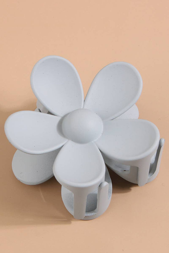 Matte Floral Hair Claw Clip Light Blue