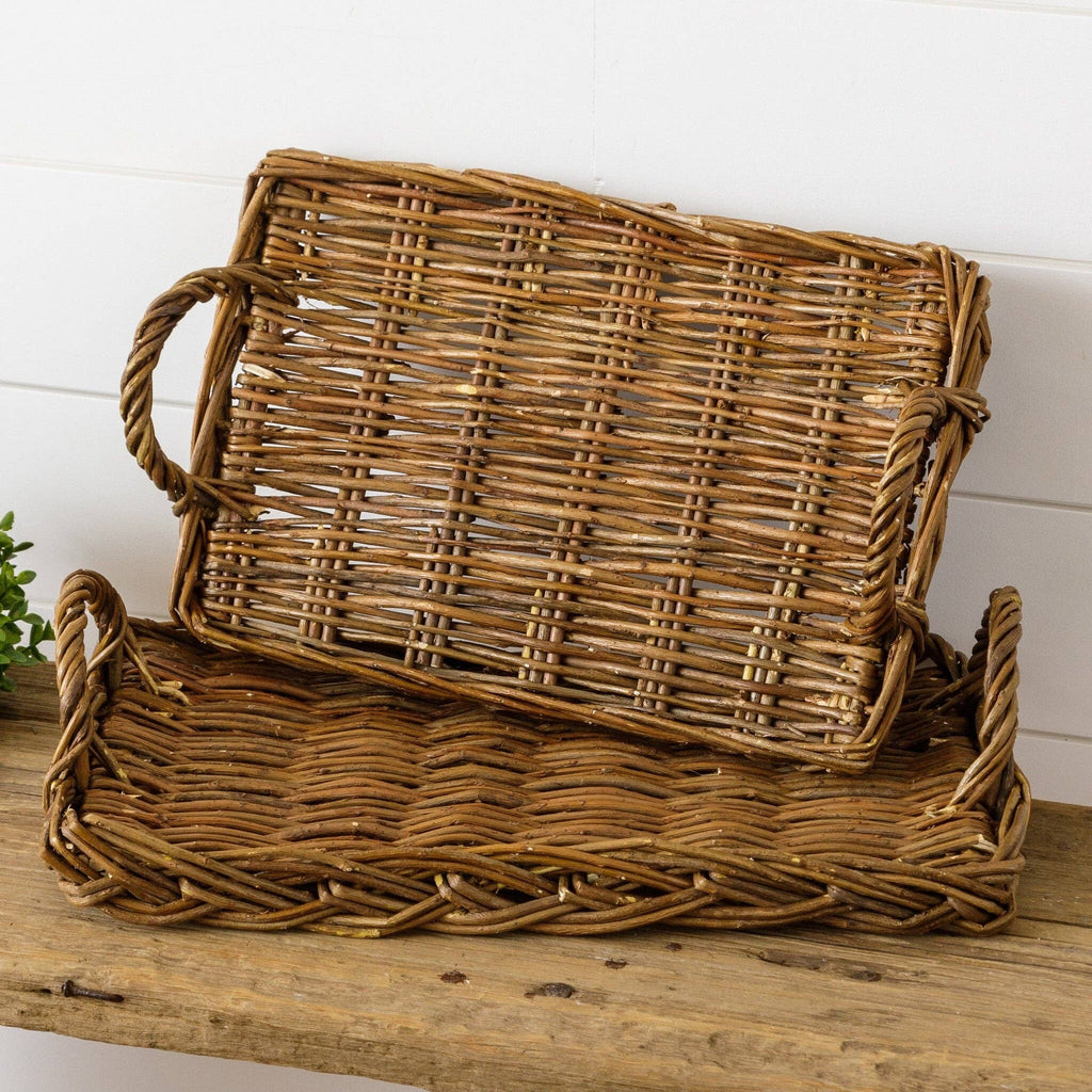 Large Wicker Basket Tray