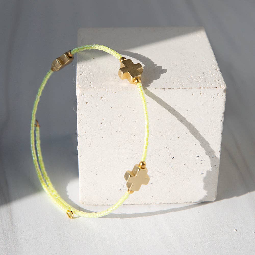 Faithful Cross Bangle-Lime, Cross Bracelet | Christian