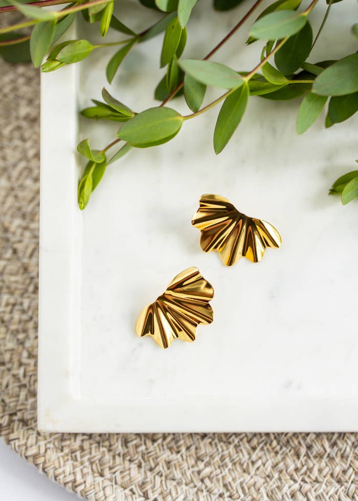 Ruffled Earrings | Gold