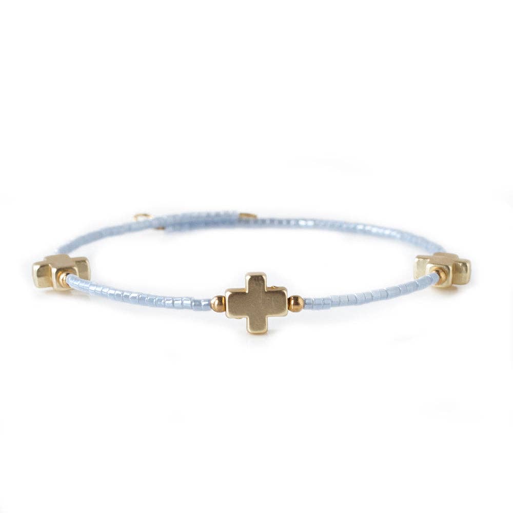 Faithful Cross Bangle-Sky Blue, Cross Bracelet | Christian