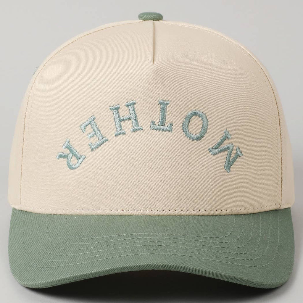 MOTHER Upside Down Lettering Embroidery Cap: SAGE / ONE SIZE