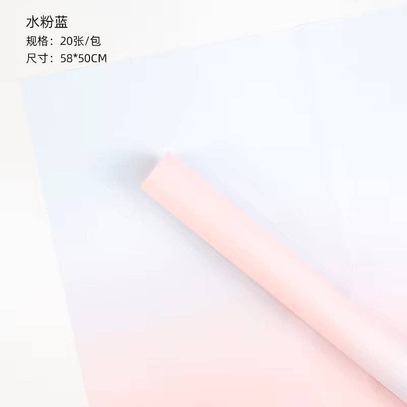 Two Sides Gradient Flower Wrapping Paper (20pcs/bag): 5 - White / Blue