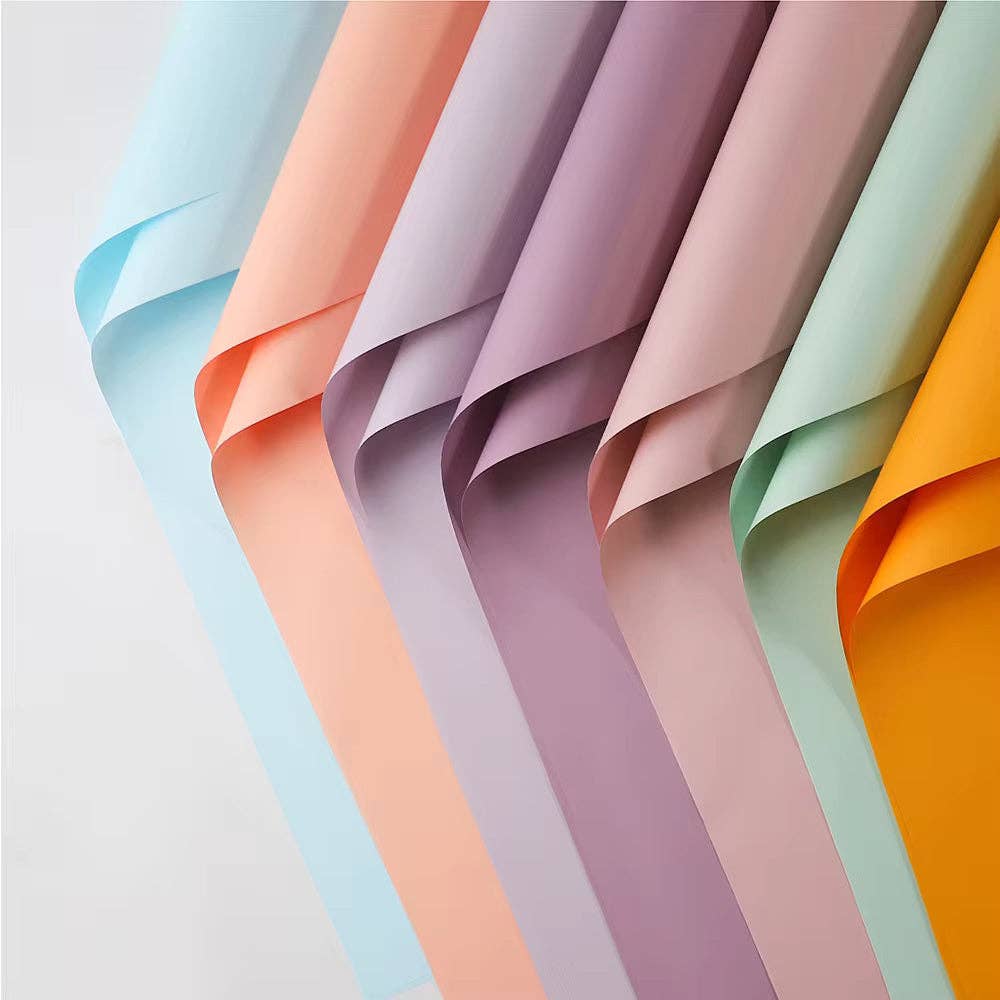Solid Color Korean Inspired Flower Wrapping Paper (20pcs/bag: 21 - Pink
