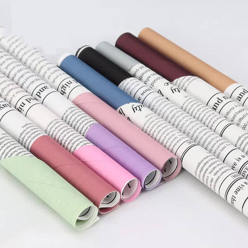 Waterproof Newpapers Double Sided Flower Wrapping Paper (20 sheets/bag): 09 - Light Pink