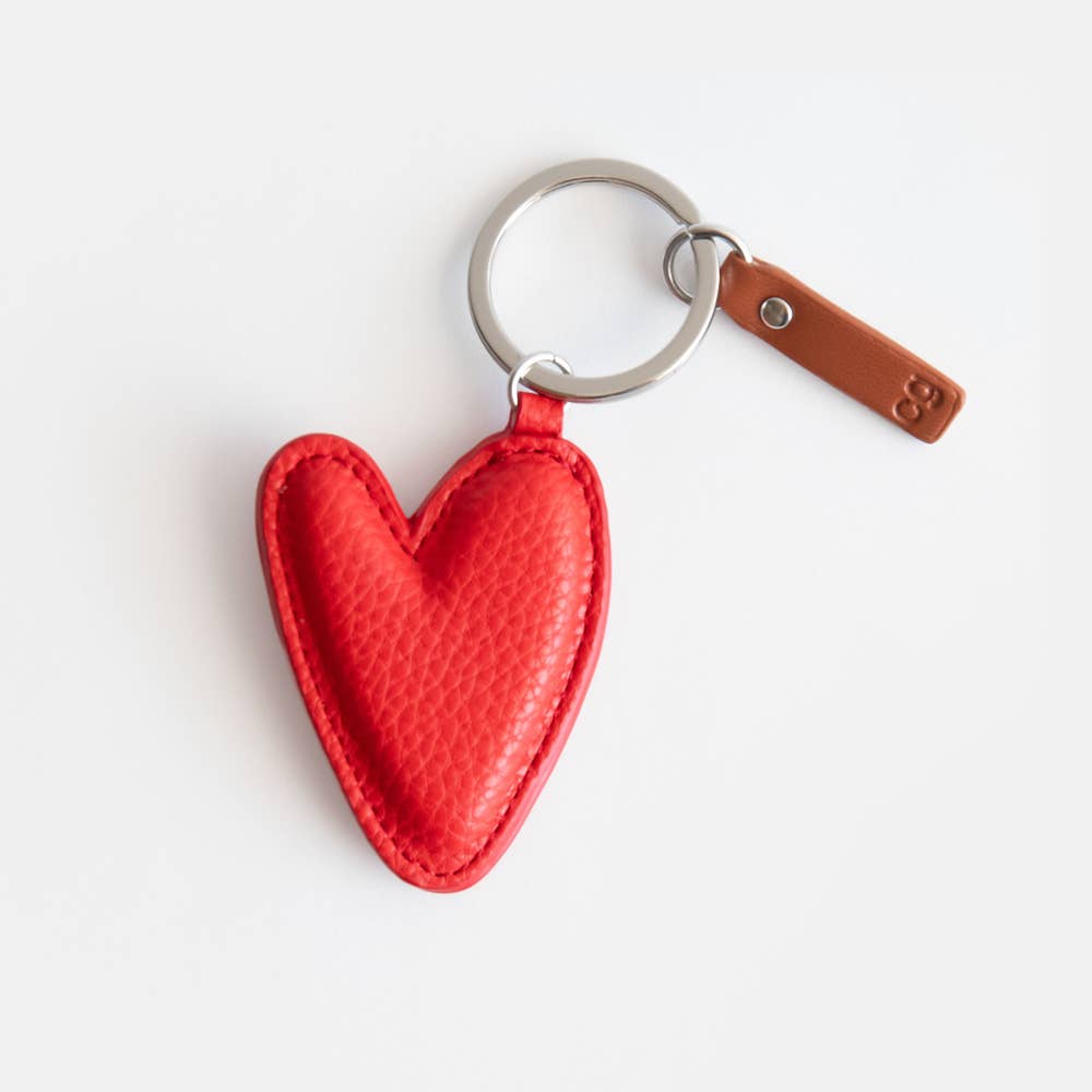 Red Pebble Heart Keyring