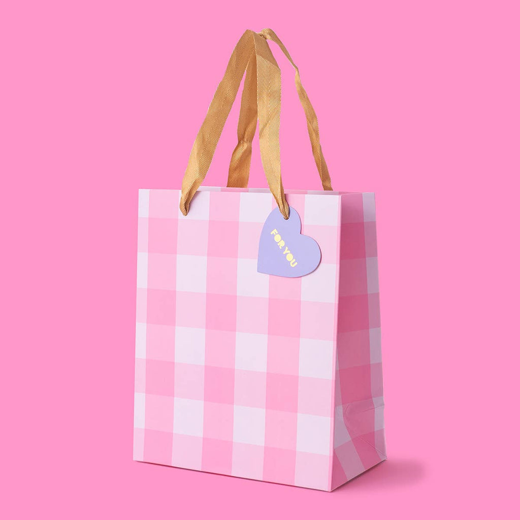 Light Pink Gingham Gift Bags: Large