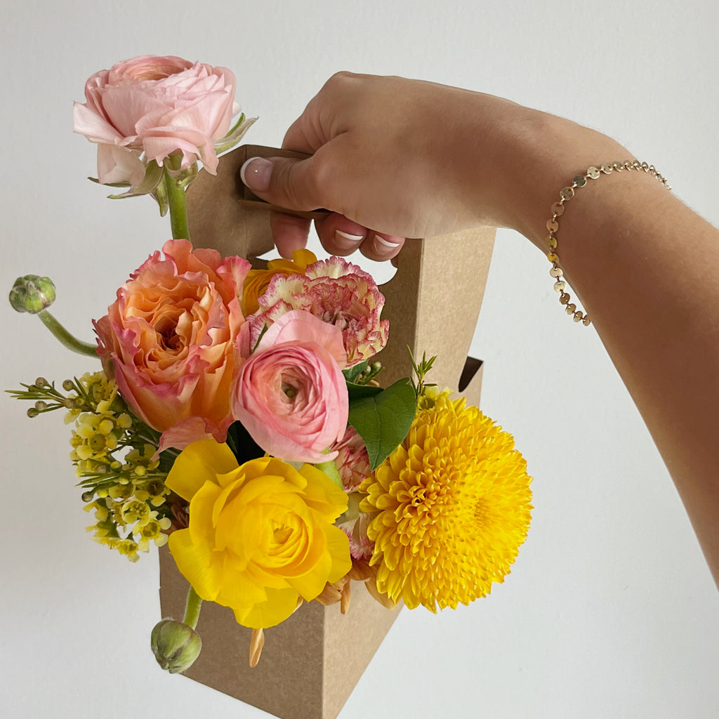 Latte Love - Flower arrangement, Coffee cup, Carrier, and a *FREE* COFFEE from Sips and Sweets