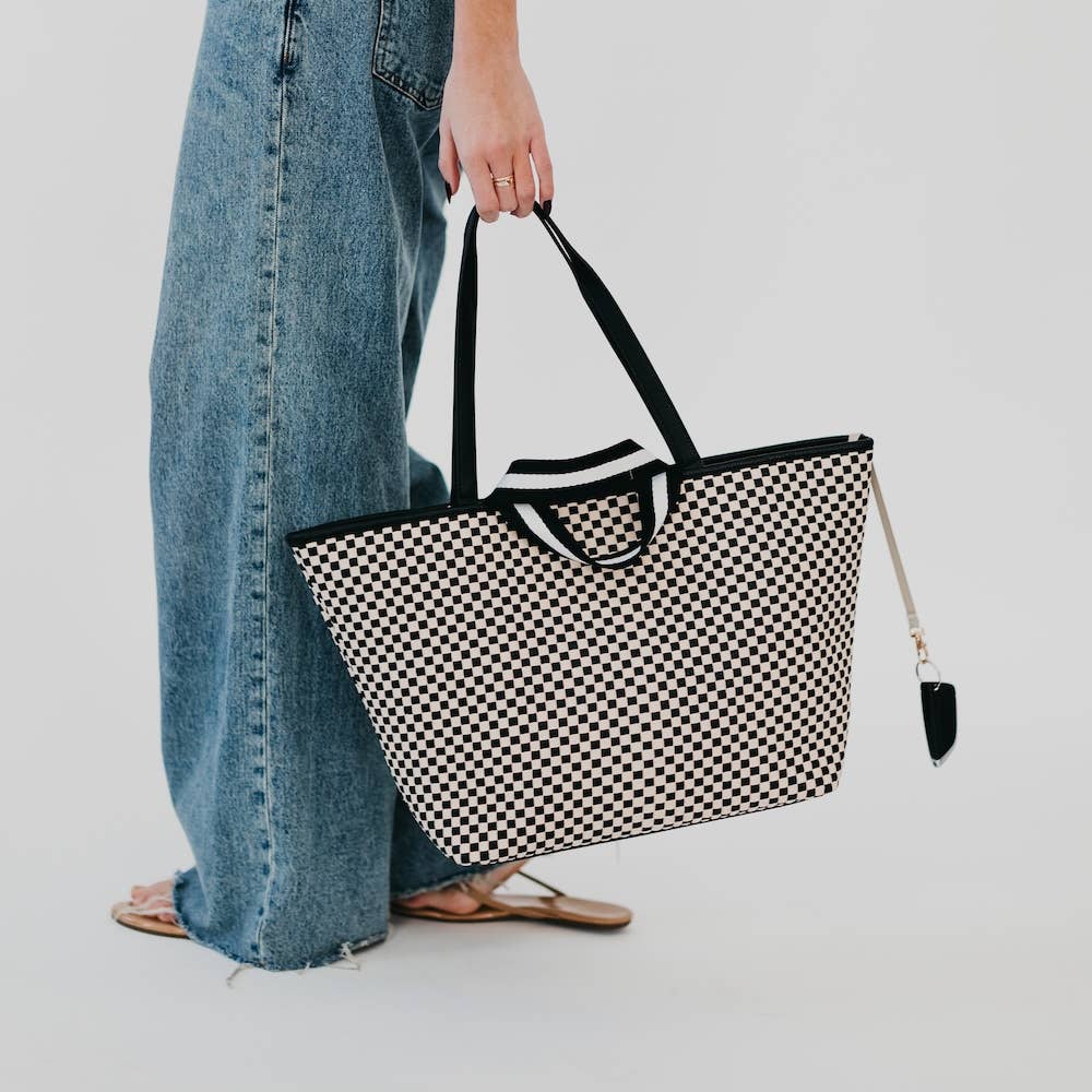 Woven Tiffany Organizer Tote Bag: Brown