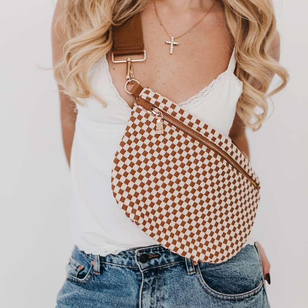 Westlyn Woven Bum Bag *NEW COLORS ADDED*: Checkered Brown