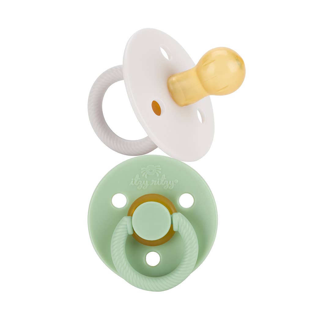 *NEW SIZE* Itzy Soother™ Natural Rubber Paci Sets: Blossom + Rosewood 6-18 M