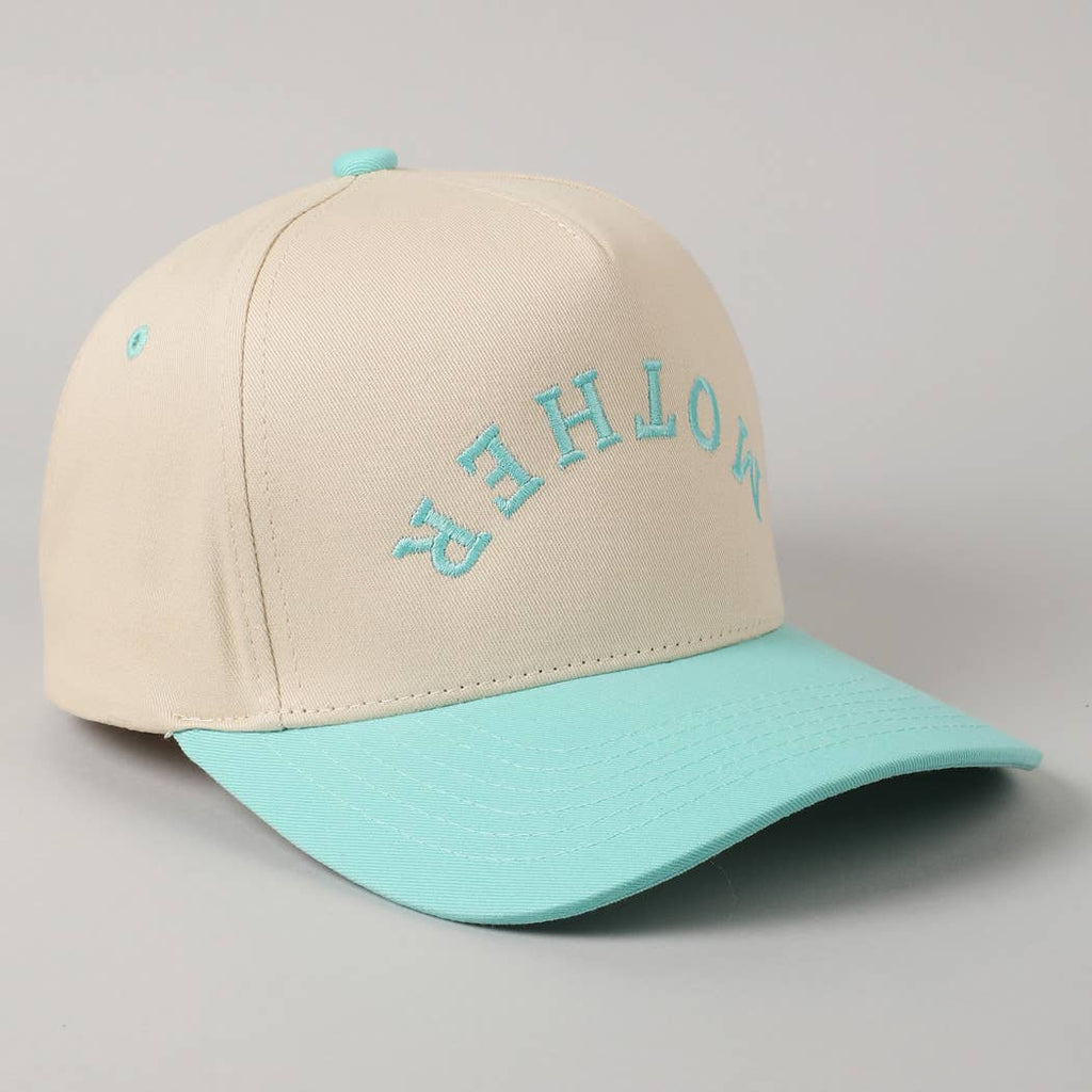 MOTHER Upside Down Lettering Embroidery Cap: SAGE / ONE SIZE