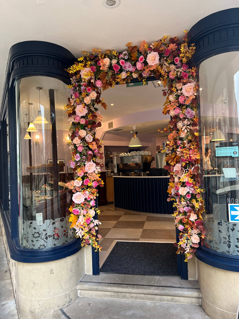 Fall Flower Garland, Pink and Orange Fall Flower Garland: 5 Ft