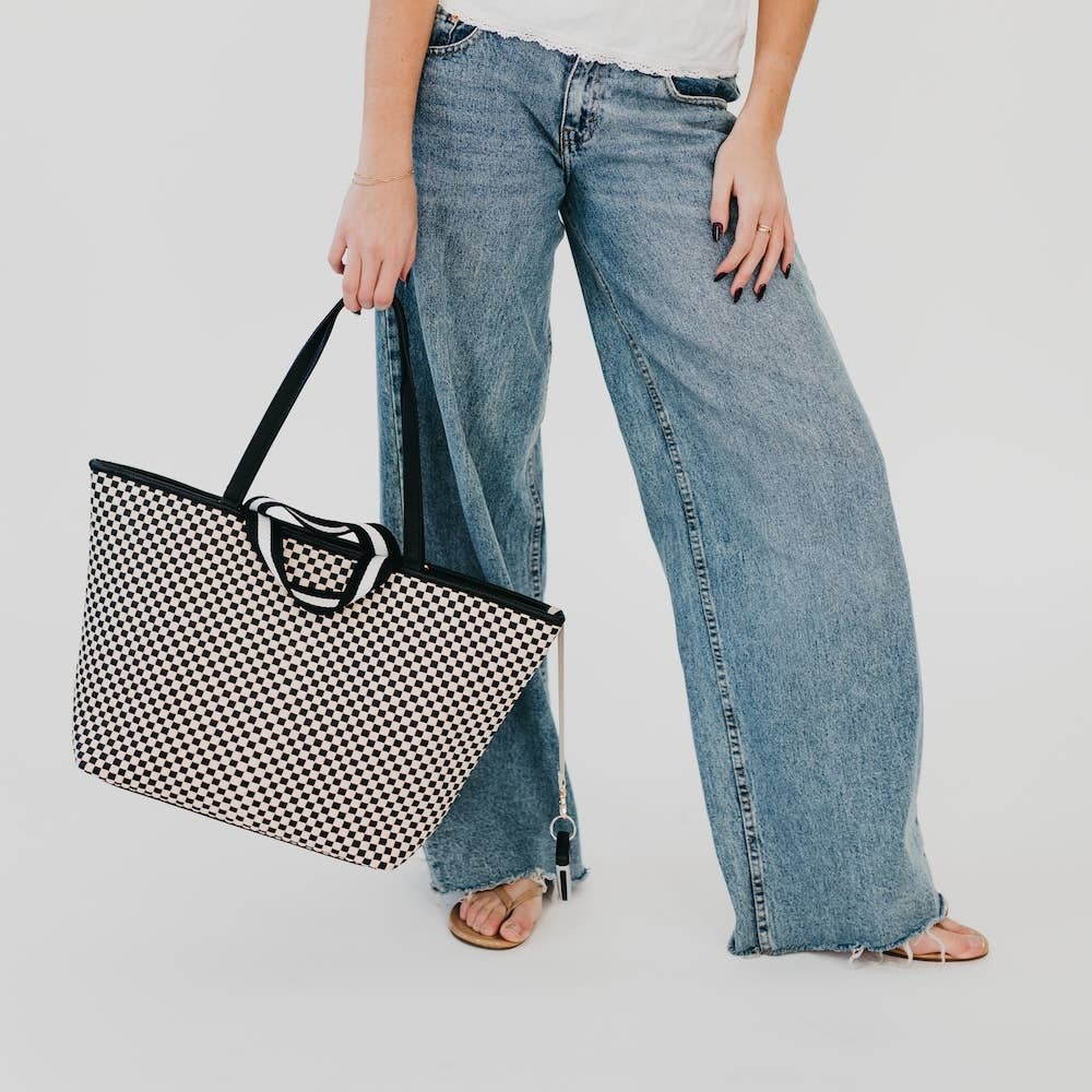 Woven Tiffany Organizer Tote Bag: Brown