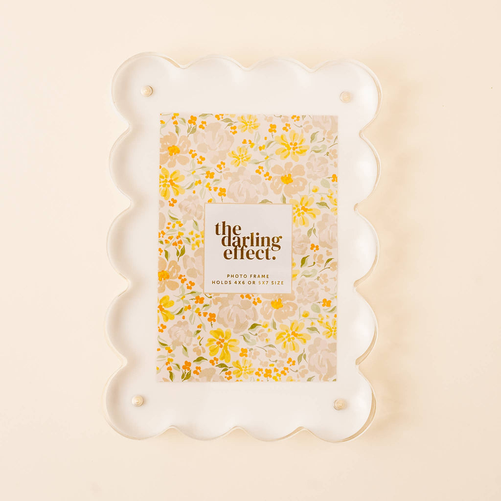 Rectangle Scalloped Acrylic Frame-White