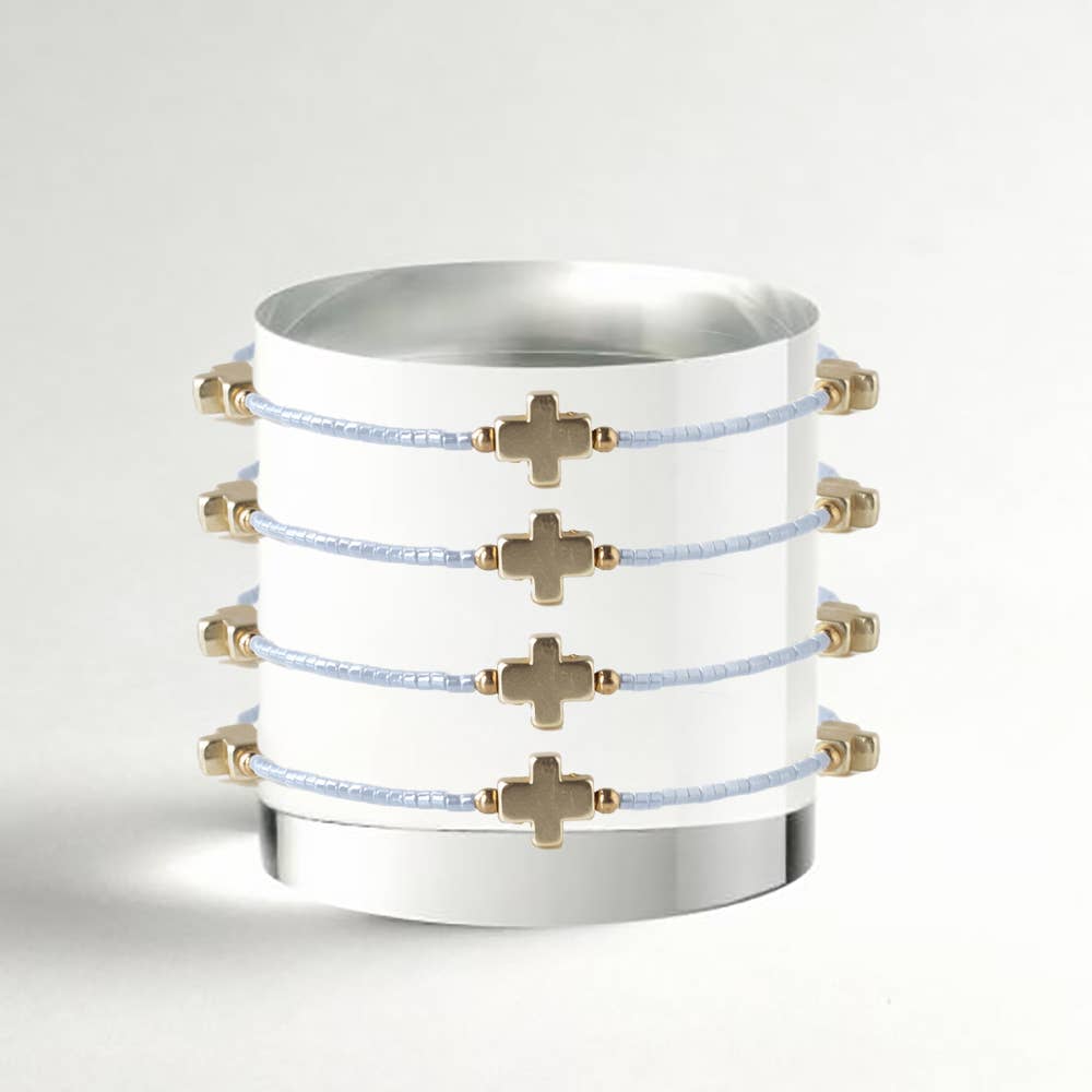 Faithful Cross Bangle-Sky Blue, Cross Bracelet | Christian