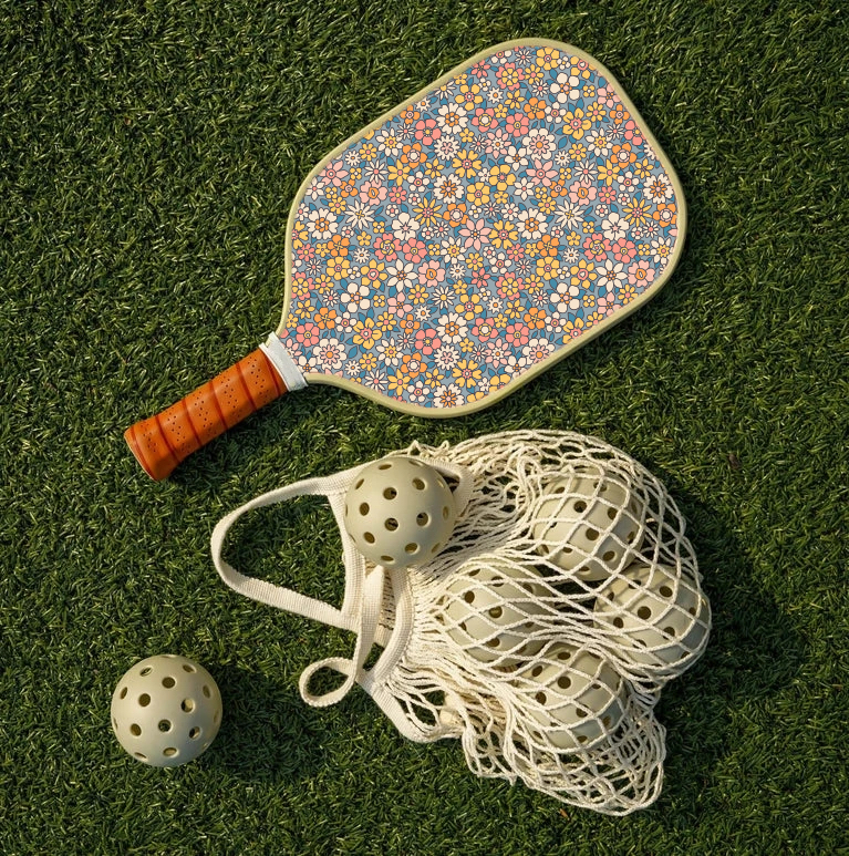 Cute Pickleball Paddle -  floral, double sided print