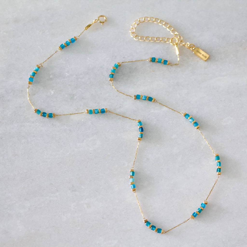 Square Stone Beaded Chain - Apatite, Amazonite, Labradorite,: TOURMALINE