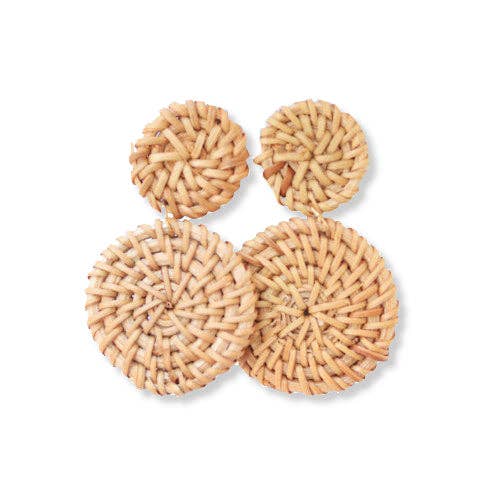 Rattan Drop Disc Earring