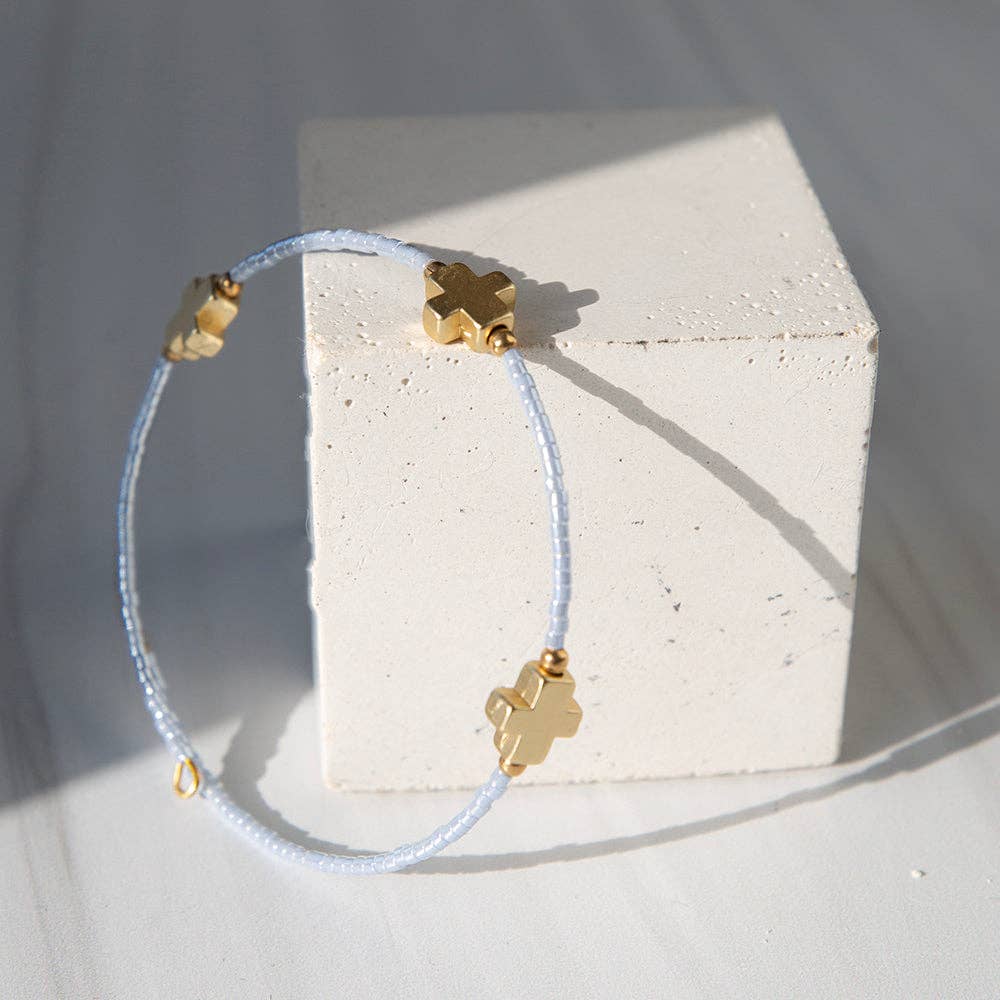 Faithful Cross Bangle-Sky Blue, Cross Bracelet | Christian